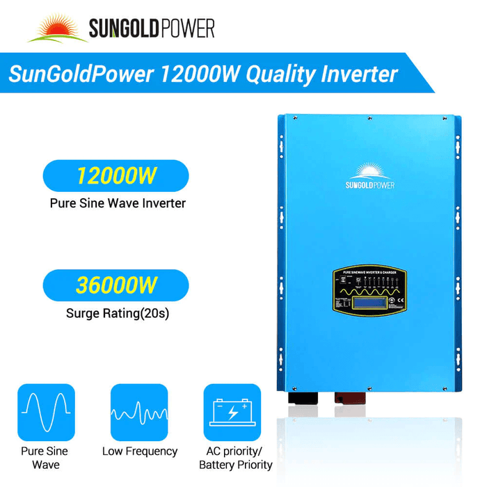 SunGold Power - Off Grid Solar Kit 12,000W 48V 120V/240V Output 10.24kWh Lithium Battery 5400 Watt Solar Panel SGK-12MAX - ShopSolar.com
