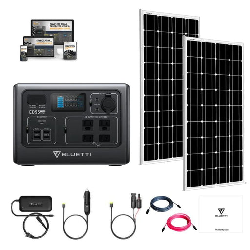 Bluetti EB55 700W / 537Wh Solar Kits - Portable Power Station + Choose Your Custom Bundle | Complete Solar Generator Kit - ShopSolar.com