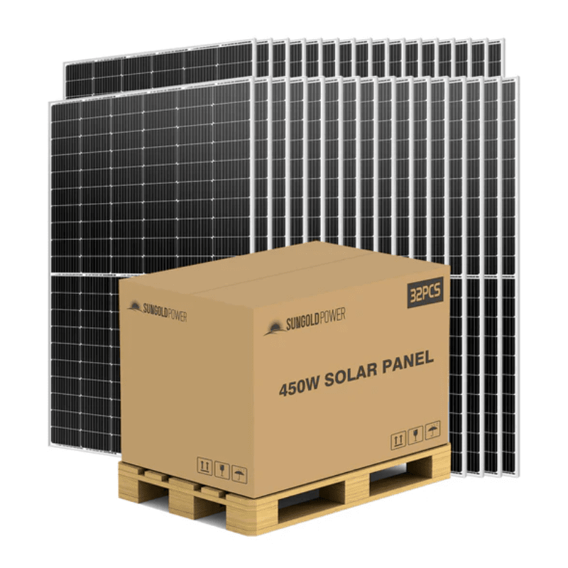 Sungold Power 450W Mono PERC Solar Panel Pallet (32 Panels) | UL61730 | CEC Listed | 25-Year Output + 12-Year Workmanship Warranty - ShopSolar: Complete Solar Kits + Lifetime Customer Support