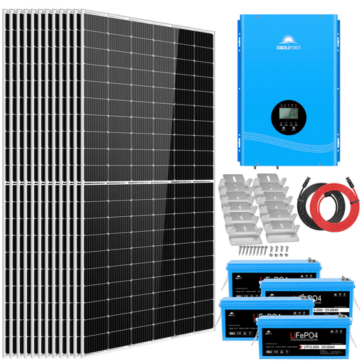 SunGold Power - Off-Grid Solar Kit 8,000W 48V 120V/240V Output 10.24kWh Lithium Battery 5400 Watt Solar Panel SGK-8MAX - ShopSolar.com