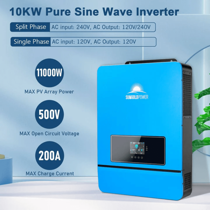 Sungold Power 10kW 48V Split-Phase Solar Inverter | Dual MPPT 11,000W PV (500V) | WiFi Monitoring | UL 1741 (ETL) | Parallel Up to 6 | 2-Year Warranty - ShopSolar: Complete Solar Kits + Lifetime Customer Support