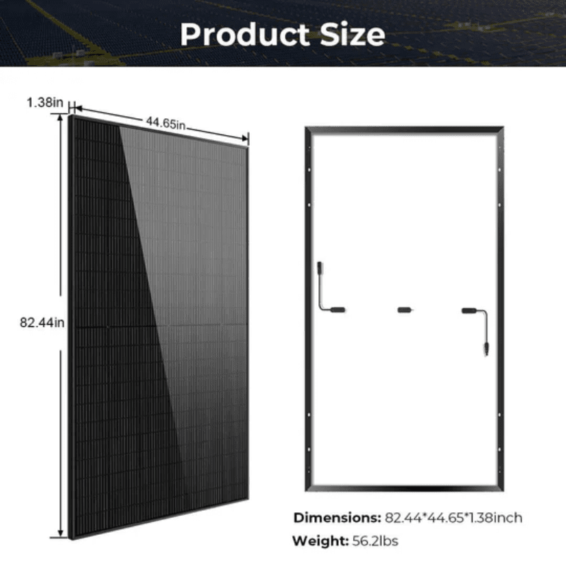 SunGold Power 500W Mono Black PERC Solar Panel | UL 61730 + CEC Listed | 21.05% Efficiency | 1500V | SG500WM | 25-Year Warranty