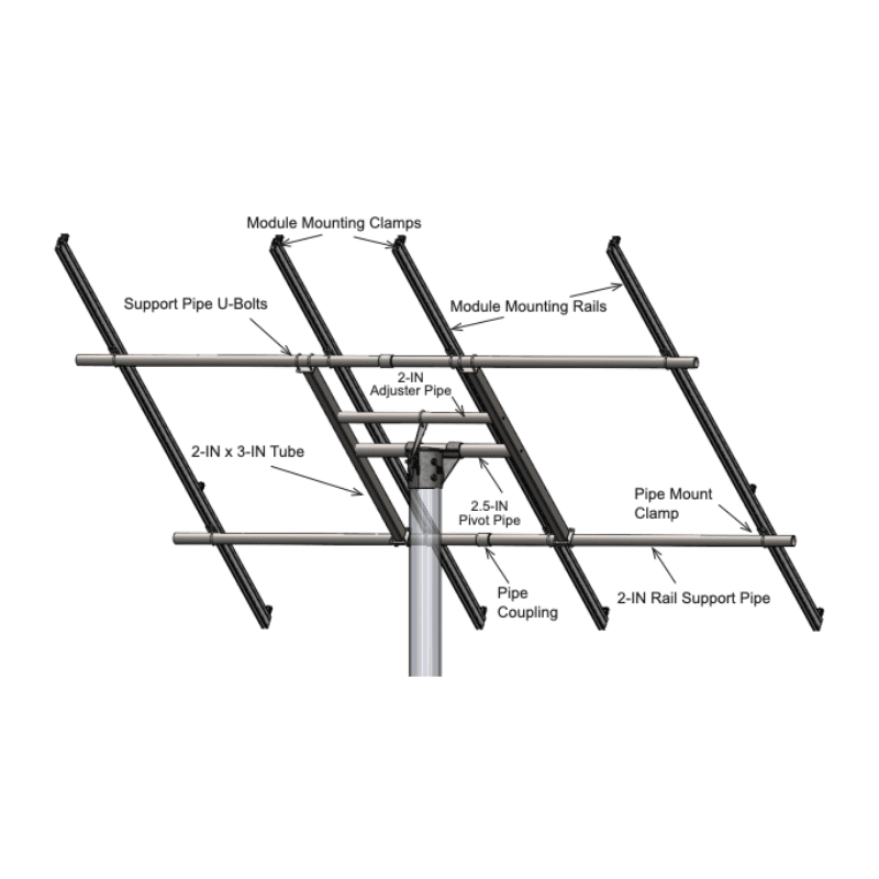 Tamarack Solar Top of Pole Mount for 4 Modules | 6" Sch 40/80 Pole | 10°–60° Tilt | Up to 45.5" Wide | TTP-A-4-93 - ShopSolar: Complete Solar Kits + Lifetime Customer Support