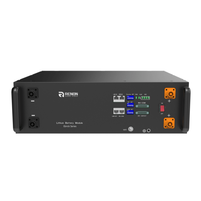 RENON E Series EBrick 5.12 kWh LiFePO4 Stackable Battery Module | 51.2 V | Rack‑Mount | Heated or Standard | 20-Yr Design Life | Expandable - ShopSolar: Complete Solar Kits + Lifetime Customer Support