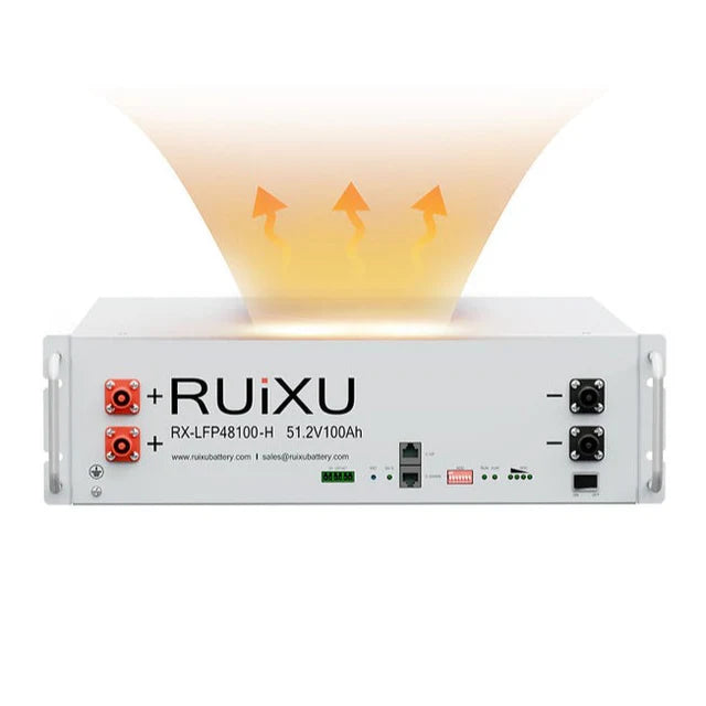 RUIXU Self-Heating RX-LFP48100-H 5.12kWh Server Rack Battery | 19" Rack Mounted 3U Module | UL1973 Certified | 10-Year Warranty - ShopSolar.com