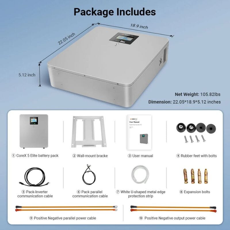 Sungold Power CoreX 5 Elite Wall Mounted Battery | 48V 100Ah | Tier-1 EVE Cells | 10-Year Warranty