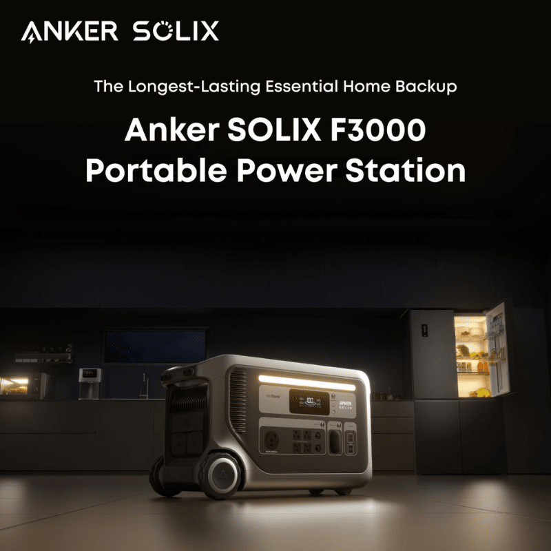 Anker SOLIX F3000 Portable Power Station | 3,072Wh / 3,600W | 2,400W Solar Input | Expandable to 12,288Wh | 5-Year Warranty - ShopSolar: Complete Solar Kits + Lifetime Customer Support