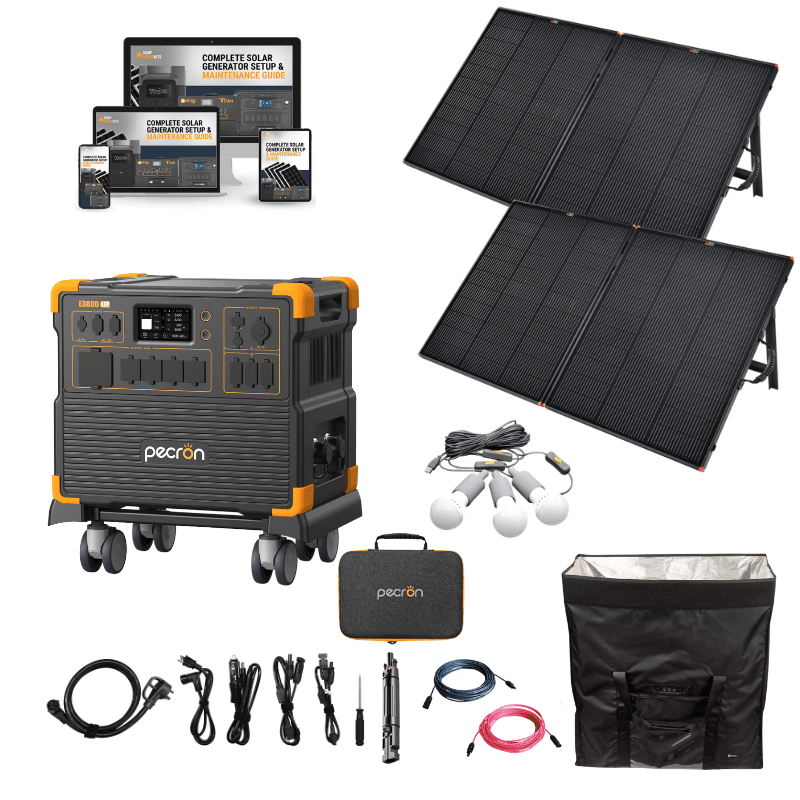 Pecron E3800LFP Portable Power Station | 4,200W 3,840Wh LiFePO4 | 3,000W Solar + 3,200W AC Fast Charging | UPS | Expandable | 3+2 Yr Warranty - ShopSolar: Complete Solar Kits + Lifetime Customer Support