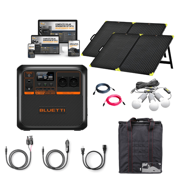 Bluetti AC180P 1800W / 1440Wh Portable Power Station + Choose Your Custom Your Custom Bundle | Complete Solar Generator Kit - ShopSolar.com