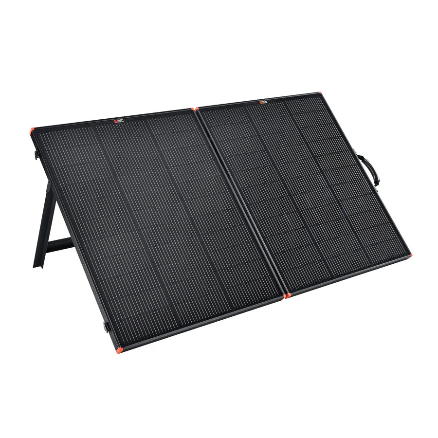 MEGA 200 Briefcase – 200 Watt 12V Portable Monocrystalline Solar Panel | Foldable Design + Kickstand | 25-Year Output Warranty - ShopSolar: Complete Solar Kits + Lifetime Customer Support