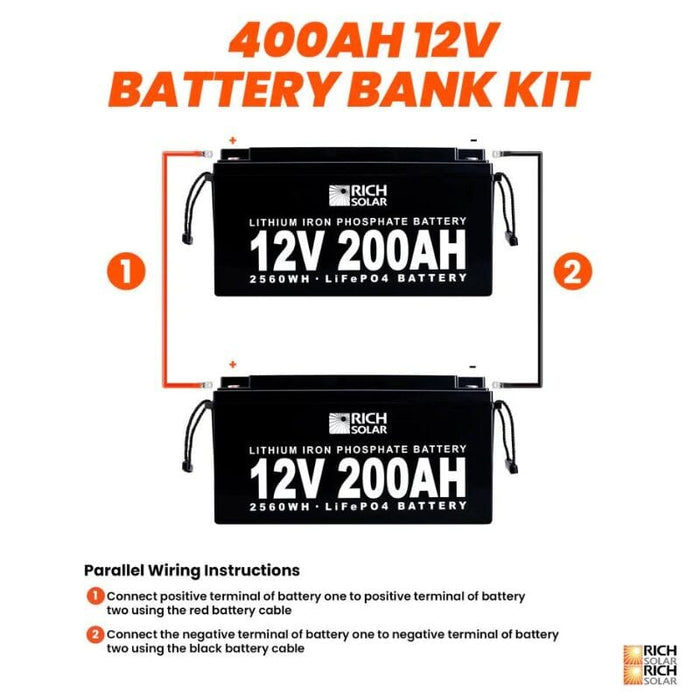 Rich Solar 12V - 400AH - 5.1kWh Lithium Battery Bank - ShopSolar.com