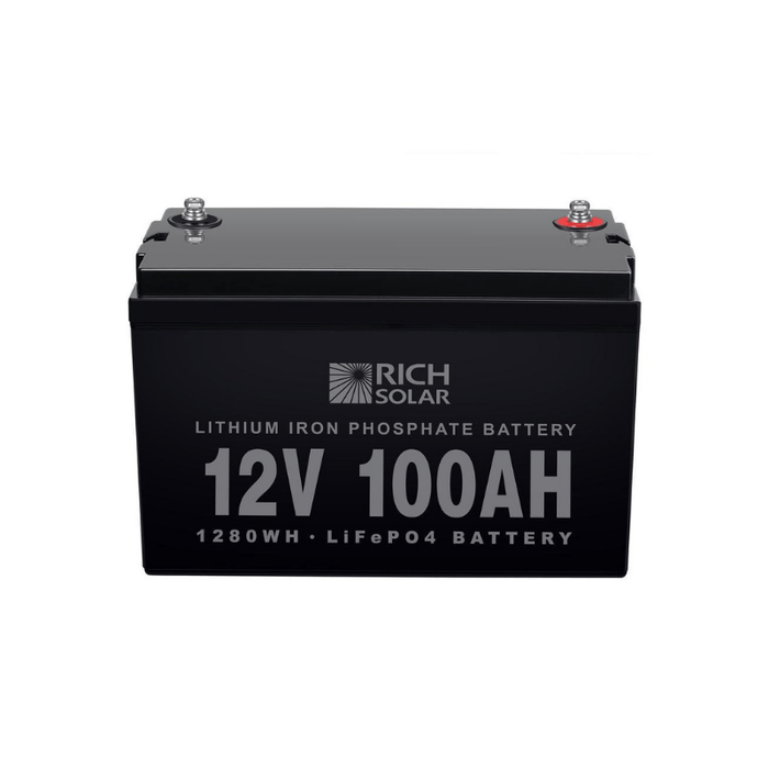 RICH 12V 100Ah LiFePO4 Lithium Iron Phosphate Battery | 10-Year Warranty - ShopSolarKits.com