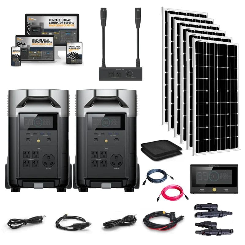 Complete Off-Grid Solar Kit - 4,000W 120/240V Output [2.4kWh-5.2kWh 12V  Battery Bank] + 3 x 200W Mono Solar Panels | Off-Grid, Mobile, Backup