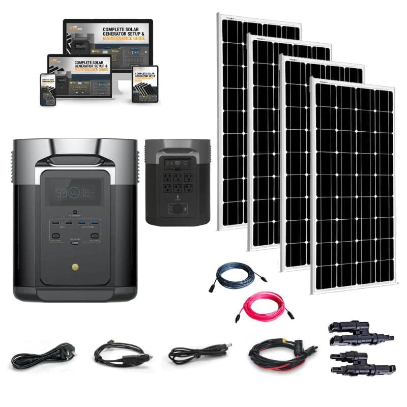 EcoFlow DELTA Max With Extra Battery 4032Wh 2400W Solar Generator + 200W  Portable Monocrystalline Solar Panels Kit - Off Grid Stores