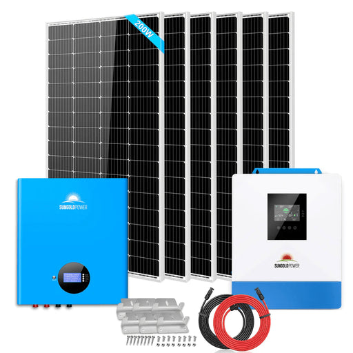 SunGold Power - Off-Grid Solar Kit 5,000W 48Vdc 120V 5.12kWh Powerwall Battery 6 x 200 Watts Solar Panels SGM-5K5E - ShopSolar.com