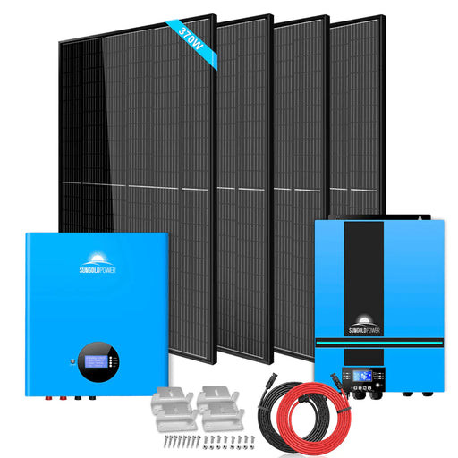 SunGold Power - Off-Grid Solar Kit 6,500W 48VDC 120VAC 5.12kWh Powerwall Lithium Battery 4 x 370 Watts Solar Panels SGM-655M - ShopSolar.com