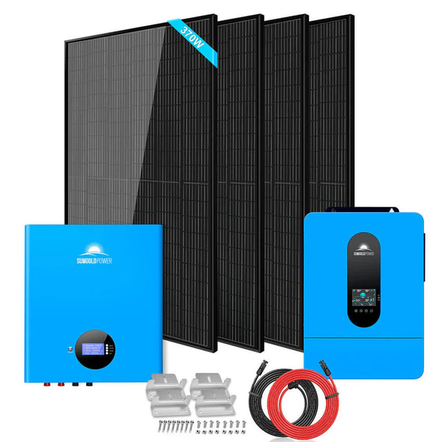 Sungold Off-Grid Solar Kit 6500W 48VDC 120/240VAC (5.12kWh - 20.48kWh) PowerWall Lithium Battery + 370 Watts Solar Panels - ShopSolar.com