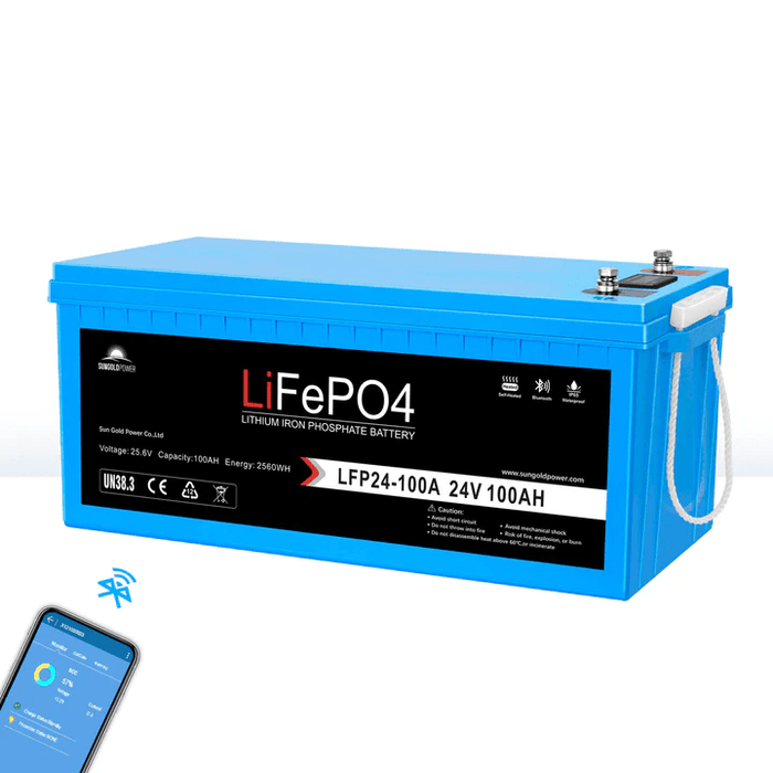 12V 100AH LiFePO4 Deep Cycle Lithium Battery / Bluetooth /Self-heating /  IP65