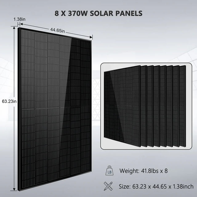 Sungold Off-Grid Solar Kit 6000W 48VDC 120V/240V LifePo4 10.48kWh Server Rack Lithium Battery 8 x 370 Watts Solar Panels SGR-6KL48C - ShopSolar.com