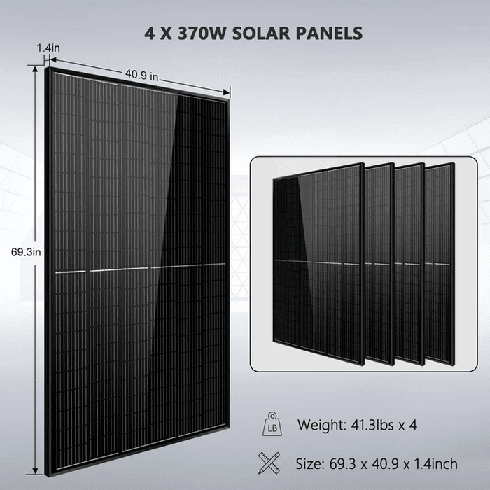 SunGold Power - Off-Grid Solar Kit 6,500W 48VDC 120VAC 5.12kWh Powerwall Lithium Battery 4 x 370 Watts Solar Panels SGM-655M - ShopSolar.com