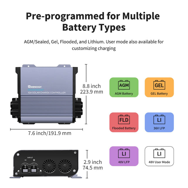 Renogy 36V/48V Rover Boost 10A MPPT Solar Charge Controller - ShopSolar.com