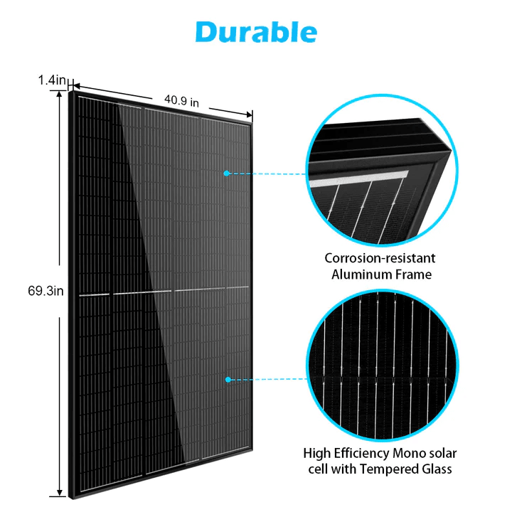 SunGold Power 415W Monocrystalline Solar Panel | All Black | 21.25% Module Efficiency - ShopSolar.com