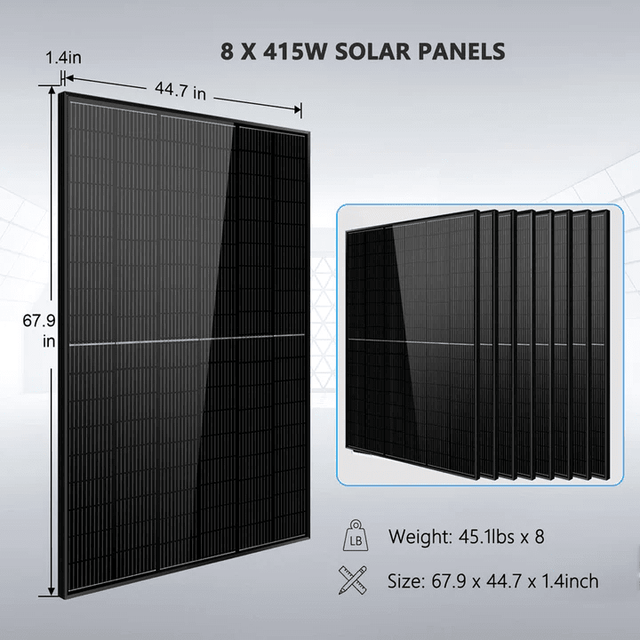 SunGold Power - Off-Grid Solar Kit 6,500W 48VDC 120VAC LifePo4 10.24kWh Lithium Battery 8 x 415W Solar Panels SGR-6510E - ShopSolar.com