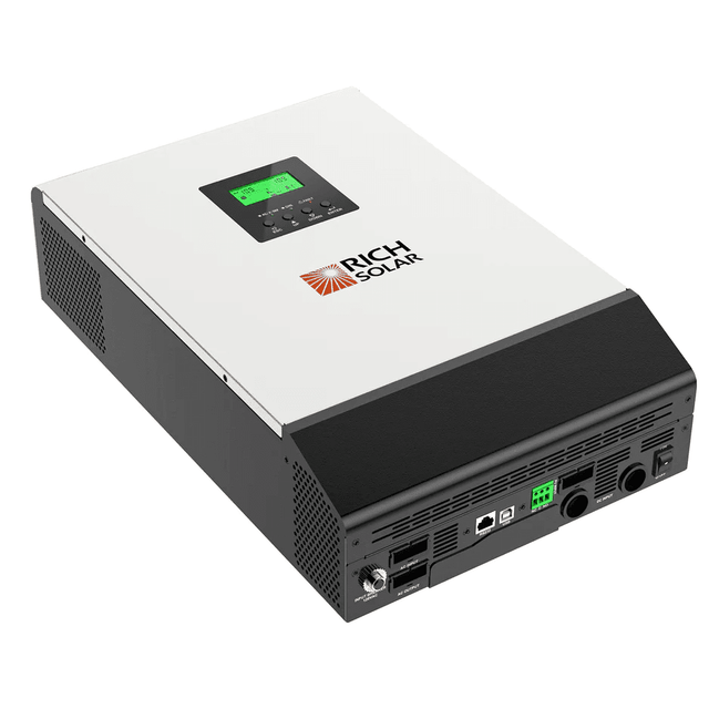 Rich Solar Hybrid Off-Grid Inverter | 2400W 24V 120A Output + 2.4kW Solar Input | 80A MPPT Charge Controller (Grid Feedback Optional) - ShopSolar.com