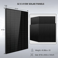 Sungold Off Grid Solar Kit 16kW 48VDC 120V/240V LiFePo4 25.6kWh Lithium Battery 32 X 415 Watts Solar Panels SGR-16K25E - ShopSolar.com