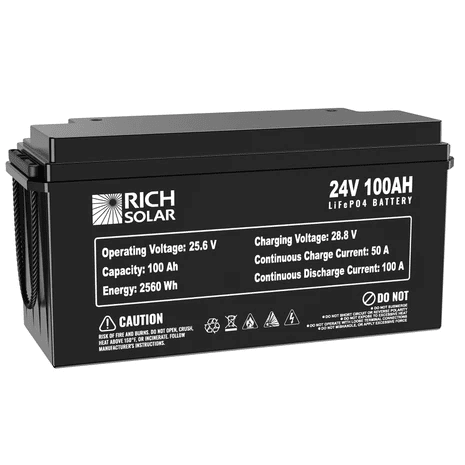 Rich Solar 24V 100Ah LiFePO4 Lithium Iron Phosphate Battery - ShopSolar.com