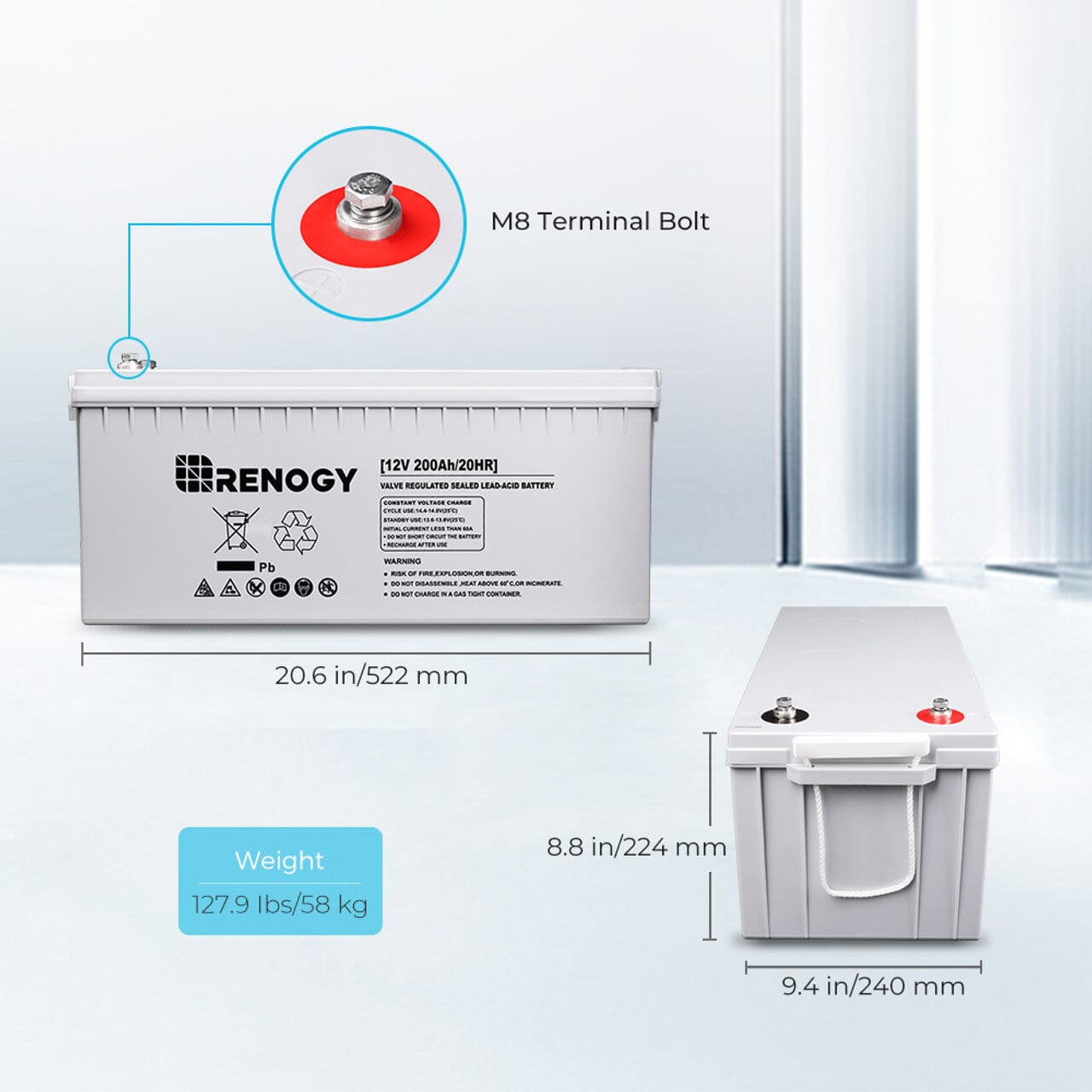 Renogy Deep Cycle AGM Battery 12 Volt 200Ah - Choose your Bundle - ShopSolar.com