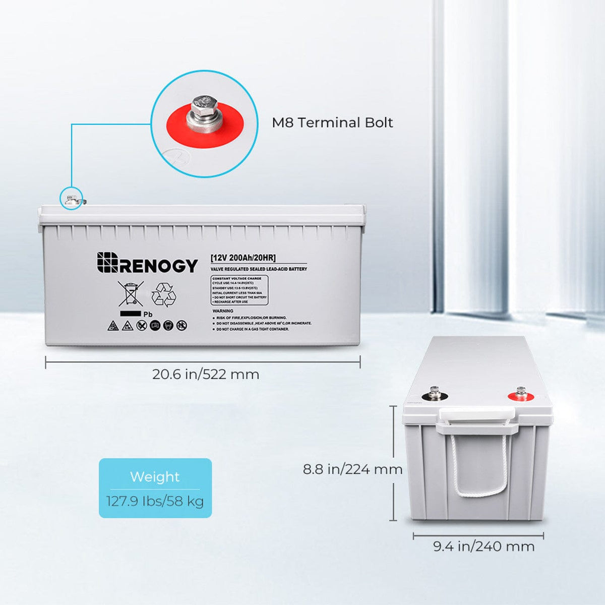 Renogy Deep Cycle AGM Battery 12 Volt 200Ah - Choose your Bundle - ShopSolar.com