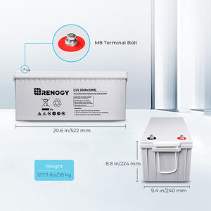 Renogy Deep Cycle AGM Battery 12 Volt 200Ah - Choose your Bundle - ShopSolar.com
