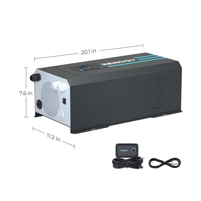 Renogy 3000W 12V Pure Sine Wave Inverter Charger w/ LCD Display - ShopSolar.com