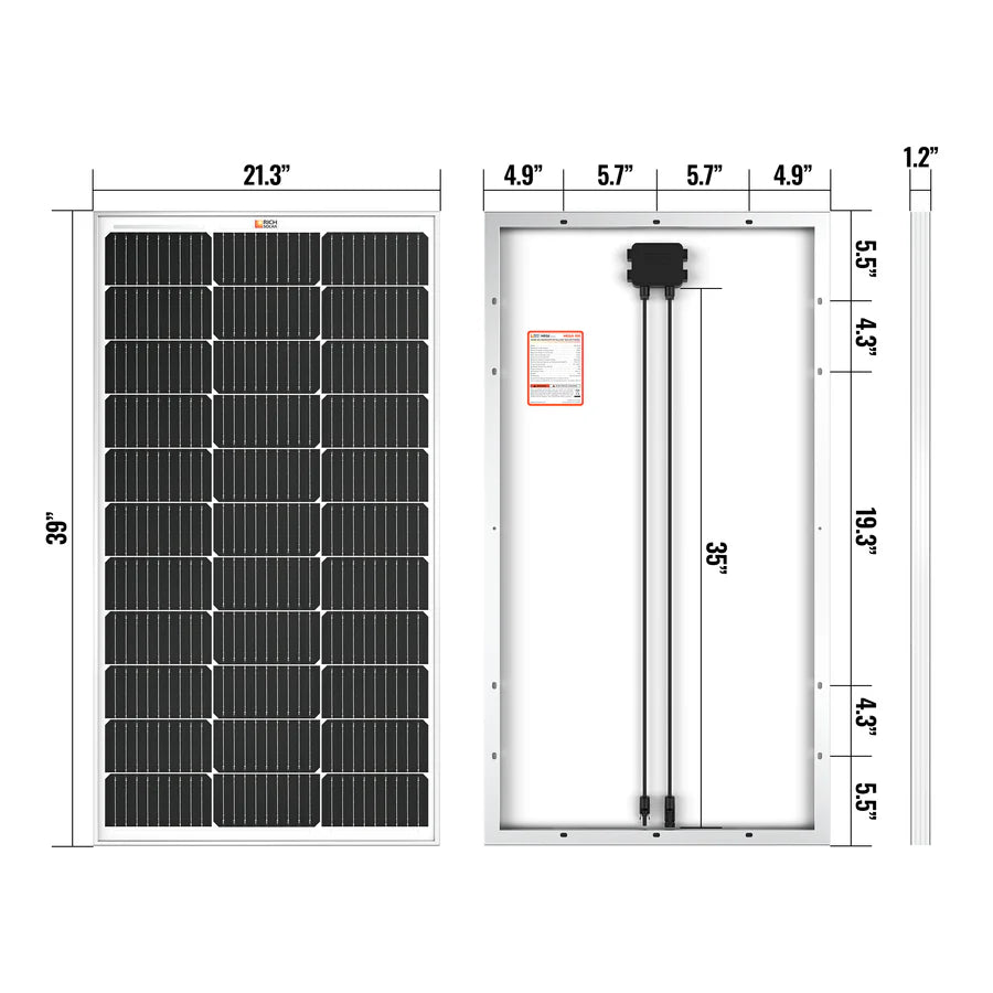 MEGA 100 | 100 Watt Solar Panel | Premier 12V Off-Grid Solar Panel for Vans, Campers, Boats | 25-Year Output Warranty | UL Certified - ShopSolar: Complete Solar Kits + Lifetime Customer Support