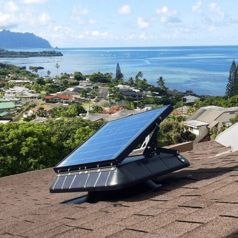 Sunrise Solar Attic Fan - Tilting Panel | 45W | Adjustable Solar Panel | Flat or Curb Base Options | 25-Year Warranty - ShopSolar: Complete Solar Kits + Lifetime Customer Support