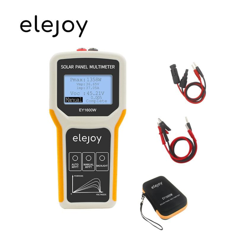 Elejoy 1600W MPPT Solar Panel Multimeter & Watt Meter | Portable PV Performance Tester | No Battery Required | Includes MC-4 & Alligator Clips
