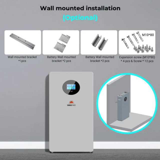 SunGold Power Powerwall X 51.2V 200Ah LiFePO4 Battery | 10.24kWh Solar Energy Storage with Touchscreen & BMS | 10-year Warranty - ShopSolar.com