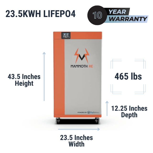 Mammoth [PRO] 48V [23.5kWh] Lithium Battery Bank On Wheels | Designed & Assembled In USA | 10-Year Warranty | Stack up to 8 Units - ShopSolarKits.com