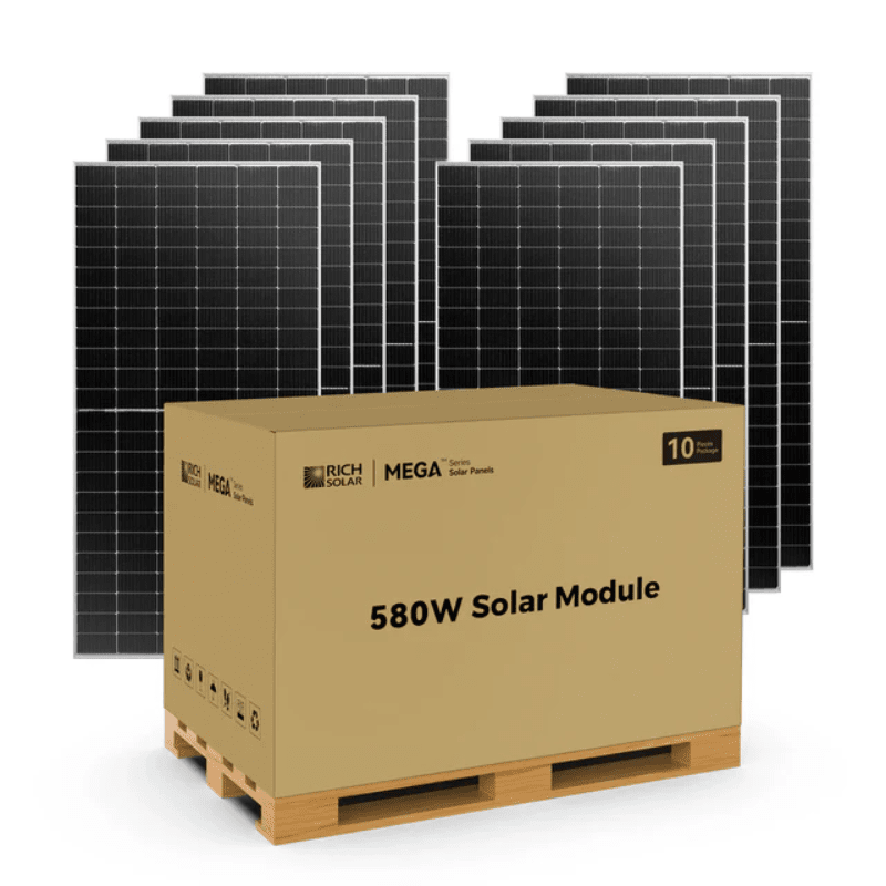 Rich Solar MEGA 580 Bifacial Solar Panel | 580W | TOPCon | 22.5% Efficiency | UL Certified | 25-Year Output Warranty - ShopSolar: Complete Solar Kits + Lifetime Customer Support