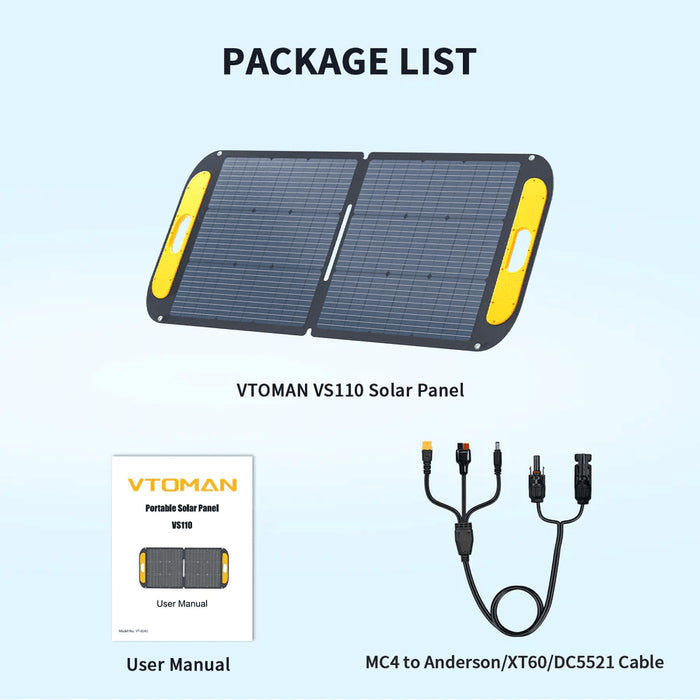 VTOMAN 110W Foldable Portable Solar Panels - ShopSolar.com