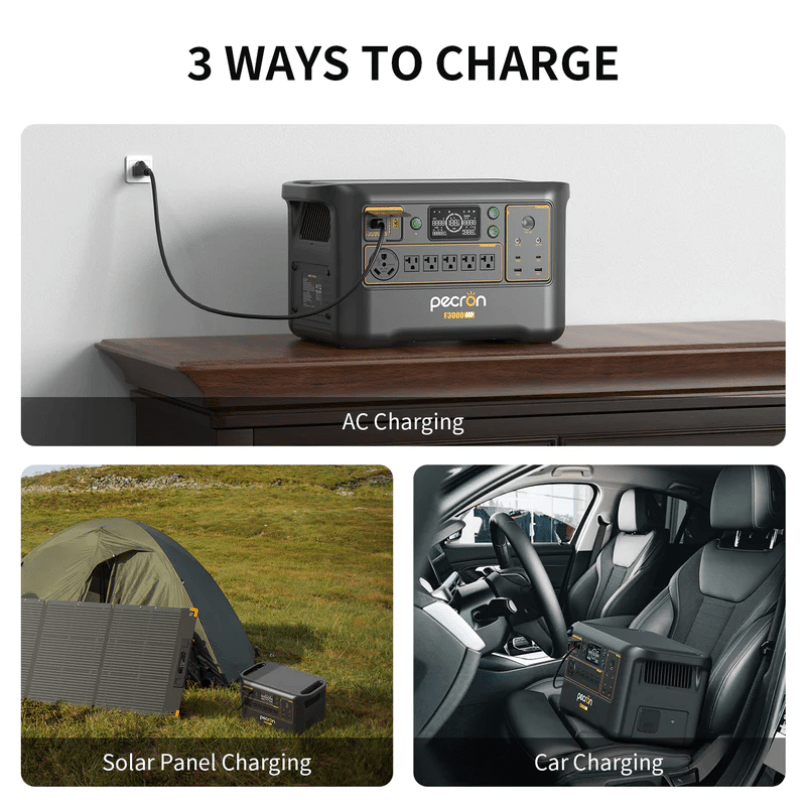 Pecron F3000 LFP Portable Power Station | 3,600W Inverter & 3,072Wh LiFePO4 | Fast Charging + Expandable | Solar & AC Recharge | 5-Year Warranty - ShopSolar: Complete Solar Kits + Lifetime Customer Support
