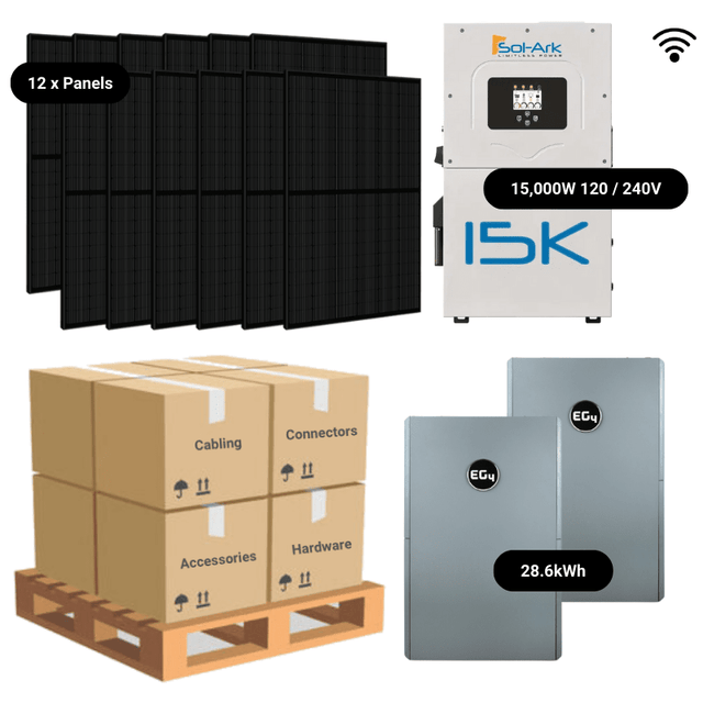 4.8kW Complete Solar Power System - Sol-Ark 15K + [20.4-28.6kWh Lithium Battery Bank] + 12 x 400W Mono Solar Panels | Includes Schematic [BPK-PRO]