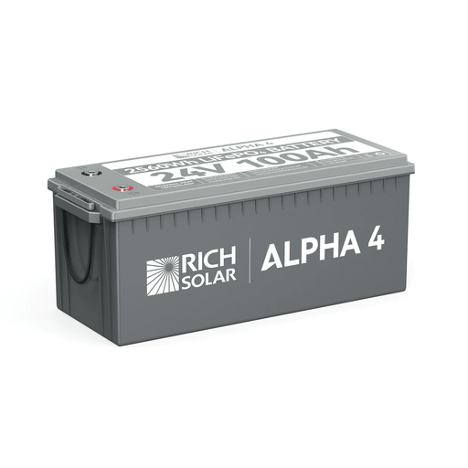 Rich Solar 24V 100Ah LiFePO4 Lithium Iron Phosphate Battery w/ Internal Heating and Bluetooth Function (Alpha 4) - ShopSolar.com