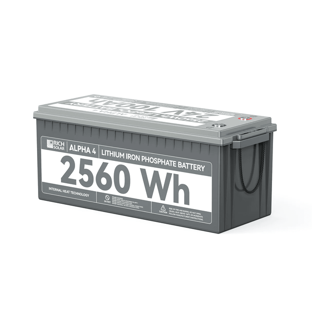 Rich Solar 24V 100Ah LiFePO4 Lithium Iron Phosphate Battery w/ Internal Heating and Bluetooth Function | ALPHA 4 | ALPHA 4 LITE - ShopSolar.com