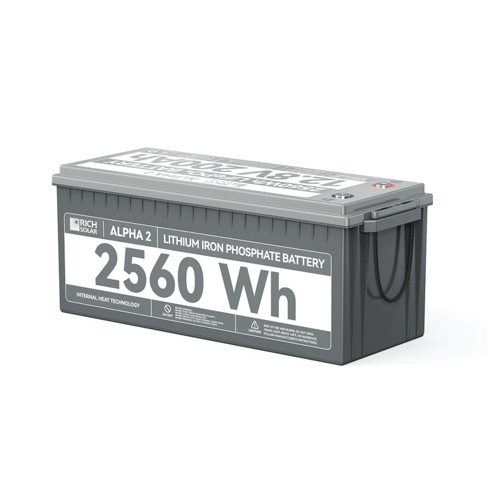 Rich Solar 12V 200Ah LiFePO4 Lithium Iron Phosphate Battery w/ Internal Heating and Bluetooth Function (ALPHA 2) - ShopSolar.com