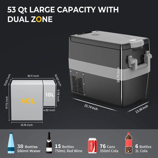 Bouge RV 12V 53 Quart (50L) Portable Fridge Car Freezer - ShopSolar.com