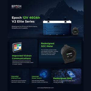 Epoch 12V 460Ah LiFePO4 Battery | IP67 Waterproof | Bluetooth Monitoring + Heating | 10-Year Warranty - ShopSolar: Complete Solar Kits + Lifetime Customer Support
