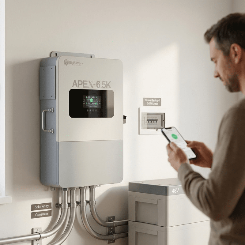 BigBattery APEX 6.5K Hybrid Off-Grid Inverter | 6,500W 120/240V Split-Phase | Dual MPPT 10kW | 48V | UL1741 | 5-Year Warranty - ShopSolar: Complete Solar Kits + Lifetime Customer Support