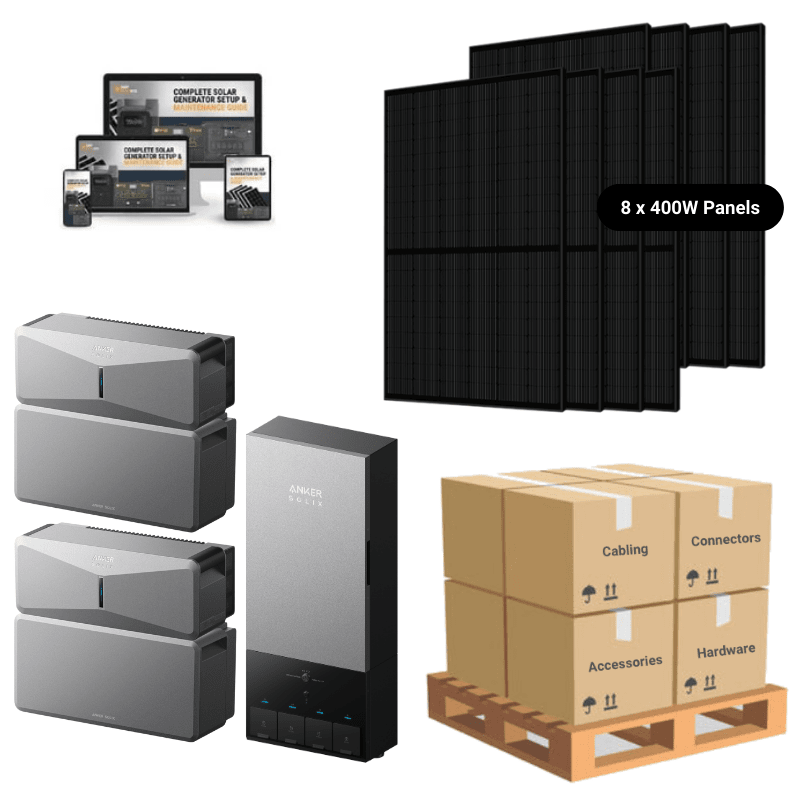 12kWh (base) / 8 x 400W Solar Panels / Automatic